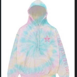 Tie-Dye Hoodie with Star Graphic " Hi How Are Ya?" In Medium